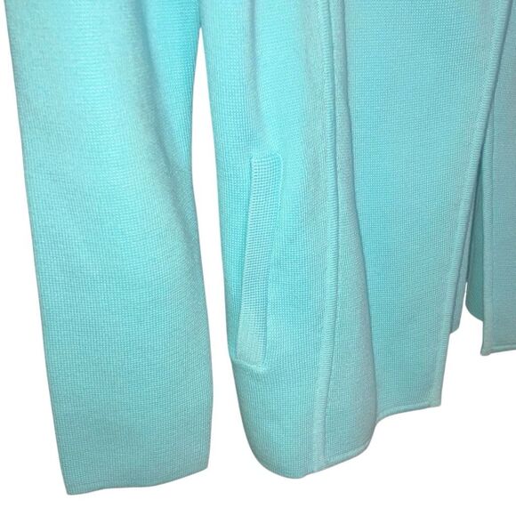 Talbots baby blue knit sweater with pockets size P (small)  #756 - Picture 3 of 6